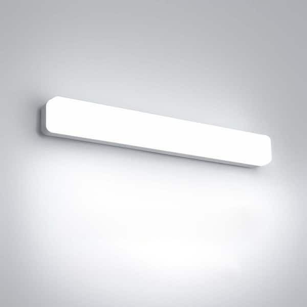 36 in. White Cylinder 1-Light Modern Integrated LED Vanity Light Bar, Wall Fixture for Large Bathroom Mirrors