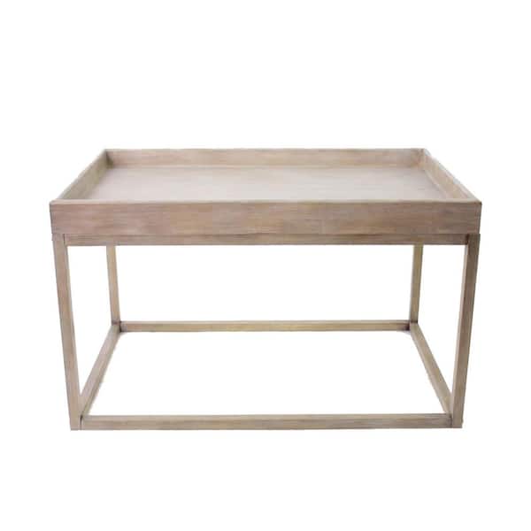HomeRoots Mariana 20.75 in. Brown Rustic Accent Table With Rimmed Top