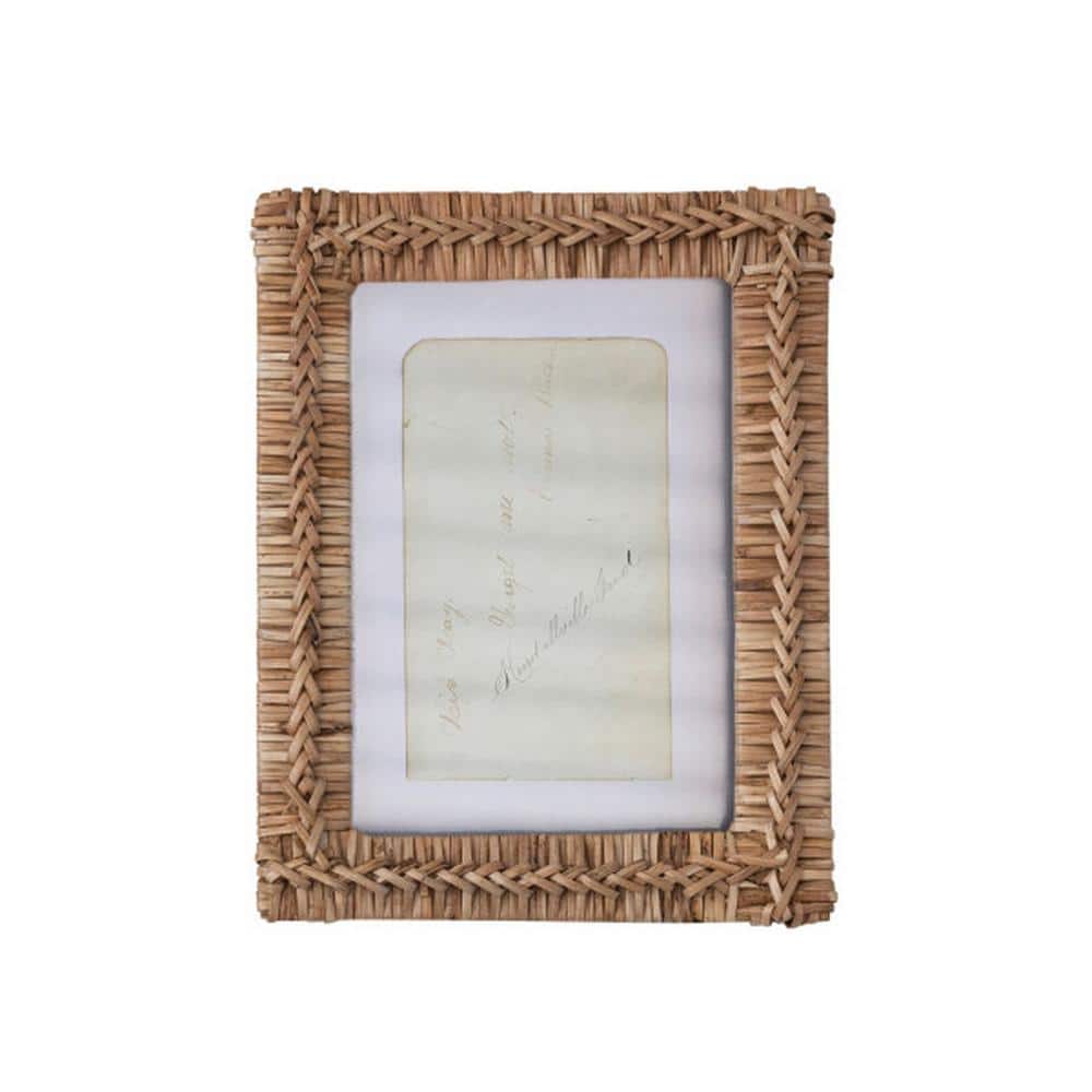 Mainstays 8x10 Matted to 5x7 Ribbed Tabletop Picture Frame, Natural, Brown