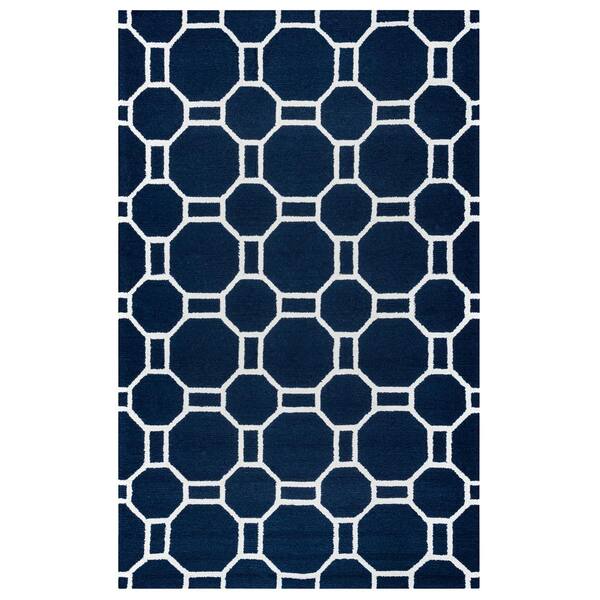 Rizzy Home Azzura Hill Navy Geometric 8 ft. x 10 ft. Indoor/Outdoor Area Rug