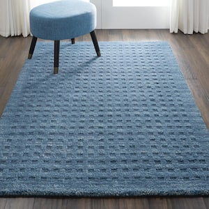 Perris Navy 4 ft. x 5 ft. Solid Contemporary Area Rug