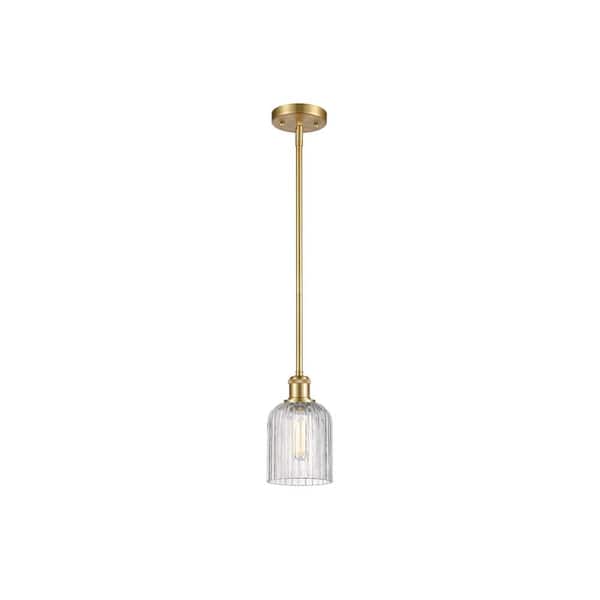 Innovations Bridal Veil 100-Watt 1-Light Satin Gold Standard Mini Pendant Light with Clear Glass Shade, No Bulbs Included
