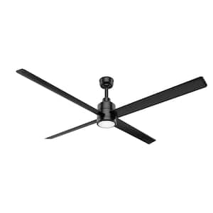 Trak 8 ft. Indoor/Outdoor Black 120V 2500 Lumens Industrial Ceiling Fan with Integrated LED and Remote Control Included