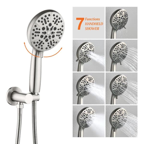 Dimakai Single Handle 1-Spray 2 GPM Wall Mounted Bathtub Faucet with  Handheld Shower in Brush Nickle LYJ-7013-BN - The Home Depot