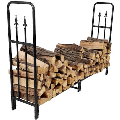 Mofeez Outdoor Firewood Log Storage Rack 2x4 Bracket Kit, Fireplace Wood Storage Holder, Adjustable to Any Length - Silver Black