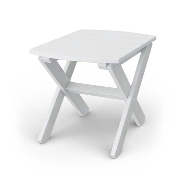 Wildridge Classic White HDPE Plastic Outdoor Rectangular Side Table