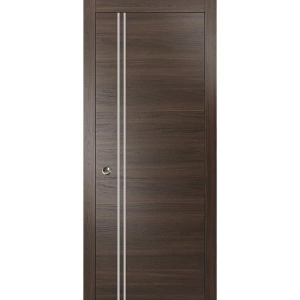 Sartodoors 24 in. x 80 in. 1 Panel Chocolate Ash Finished Solid Wood with Honeycomb Sliding Door with Hardware