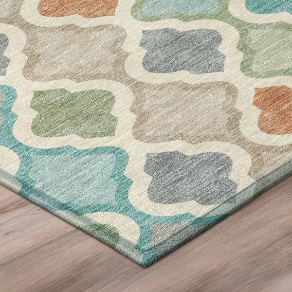 Chantille Machine Washable Indoor/Outdoor Abstract ACN3138 Aqua 3 ft. x 4 ft. Area Rug