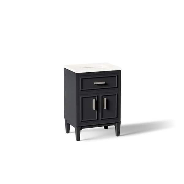 Southerk 23 in. Single Sink Freestanding Slate Grey Bath Vanity with White Quartz Top Assembled