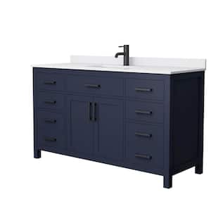 Beckett 60 in. W x 22 in. D x 35 in. H Single Sink Bathroom Vanity in Dark Blue with White Cultured Marble Top