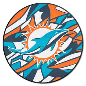 Miami Dolphins Patterned 2 ft. x 2 ft. XFIT Round Area Rug