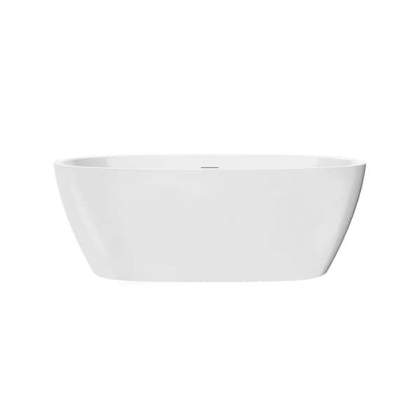 Unbranded 67 in. x 31.5 in. Acrylic Freestanding Flatbottom Soaking Bathtub in White