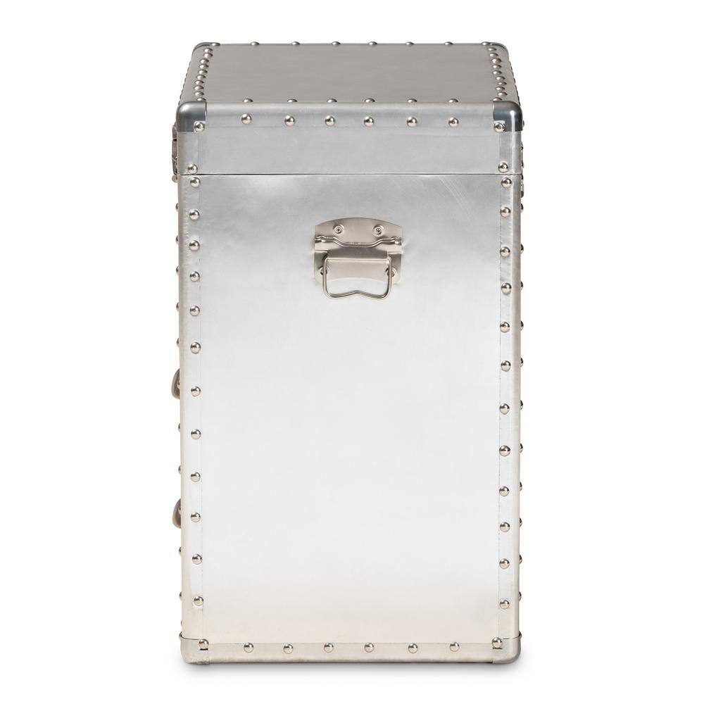 Serge Silver Metal Industrial 2-Drawer Accent Cabinet