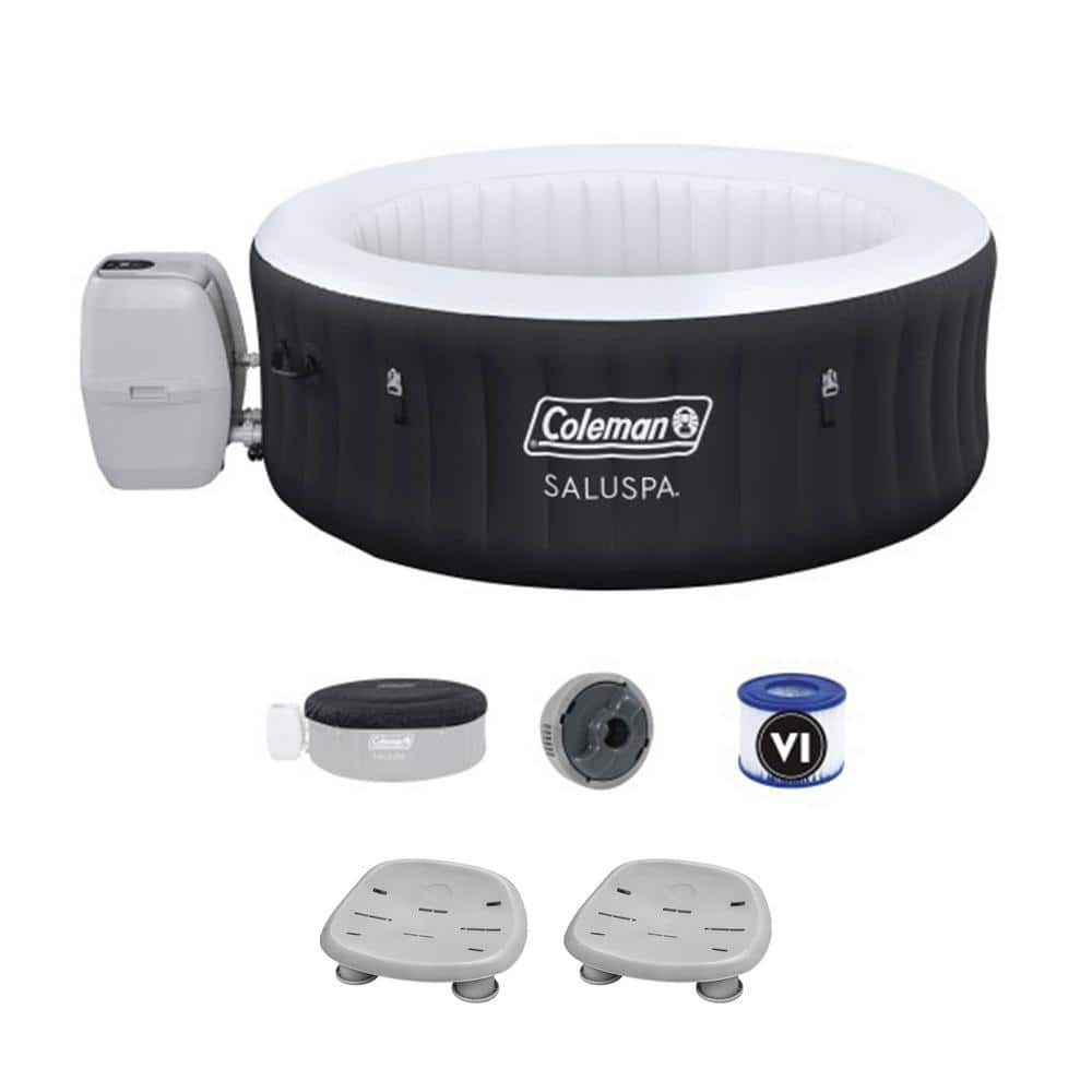 SaluSpa 4-Person 60-Jet Round Inflatable Hot Tub with Pool/Spa Seat (2-Pack