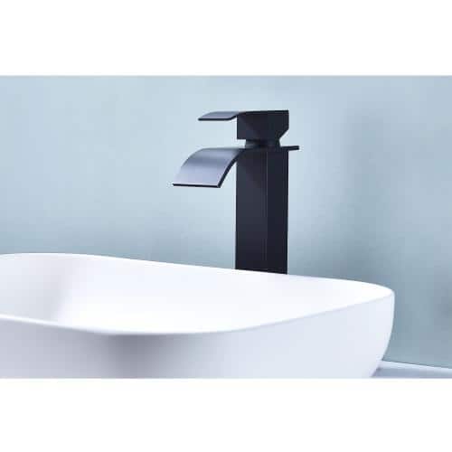 Matte Black Stainless Steel Waterfall Spout Single Handle Bathroom Faucet