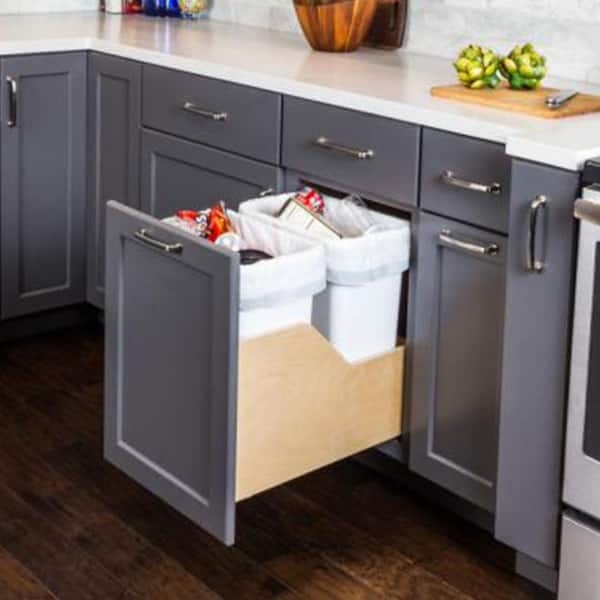 hardware resources 14-1/4 in. W Birch Double 35 qt. White Waste Container Pull-Out Door Mountable