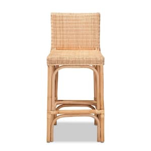 Athena 37 in. Natural Rattan Low Back Counter Height Bar Stool