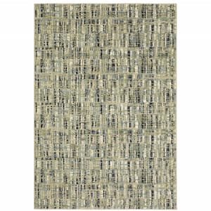 Green Blue Ivory Beige and Light Blue 2 ft. x 3 ft. Abstract Area Rug