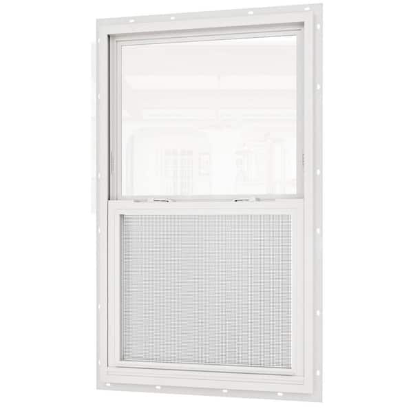 32 in. x 52 in. 62-Series Double Glazed Single Hung Vinyl Window with Tempered Glass, White