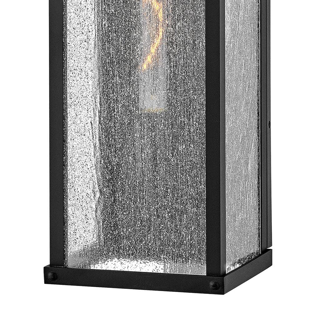 Museum Black Dimmable LED Wall Lantern with Seedy Glass
