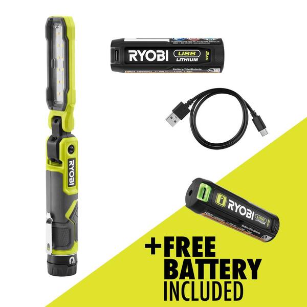 RYOBI USB Lithium Inspection Light Kit with 2.0 Ah Battery and Charging ...