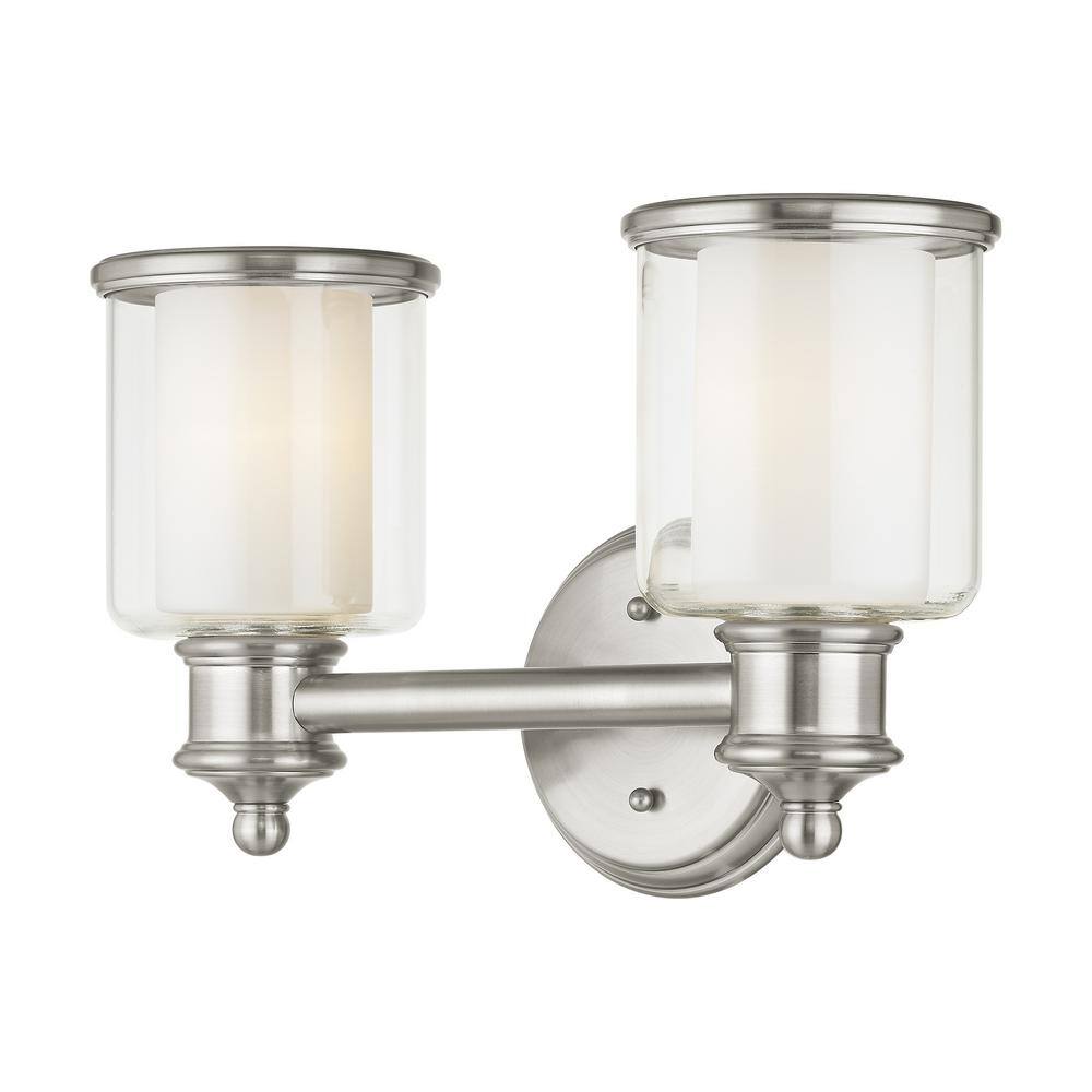 Elegant Brushed Nickel 2-Light Bath Vanity with Dimmable Feature