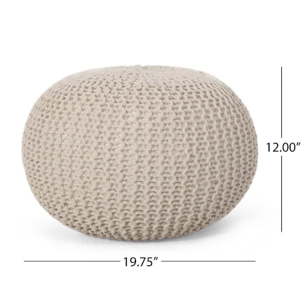 Soft round pouf in Eirene fabric