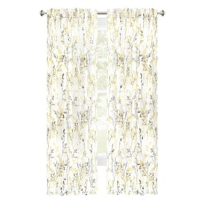 Misty 52 in. W x 63 in. L Polyester Light Filtering Curtain Panel in Maize