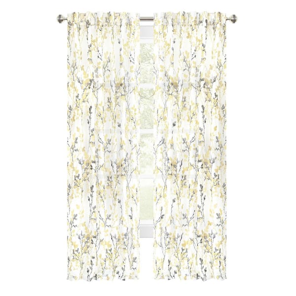 ACHIM Misty 52 in. W x 84 in. L Polyester Light Filtering Curtain Panel in Maize