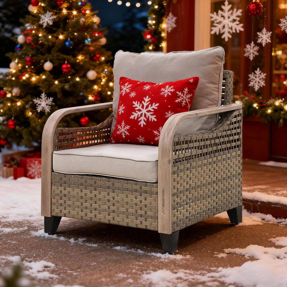 Patio Wicker Outdoor Lounge Chair with Gray Cushions price history on PriceWatchPro