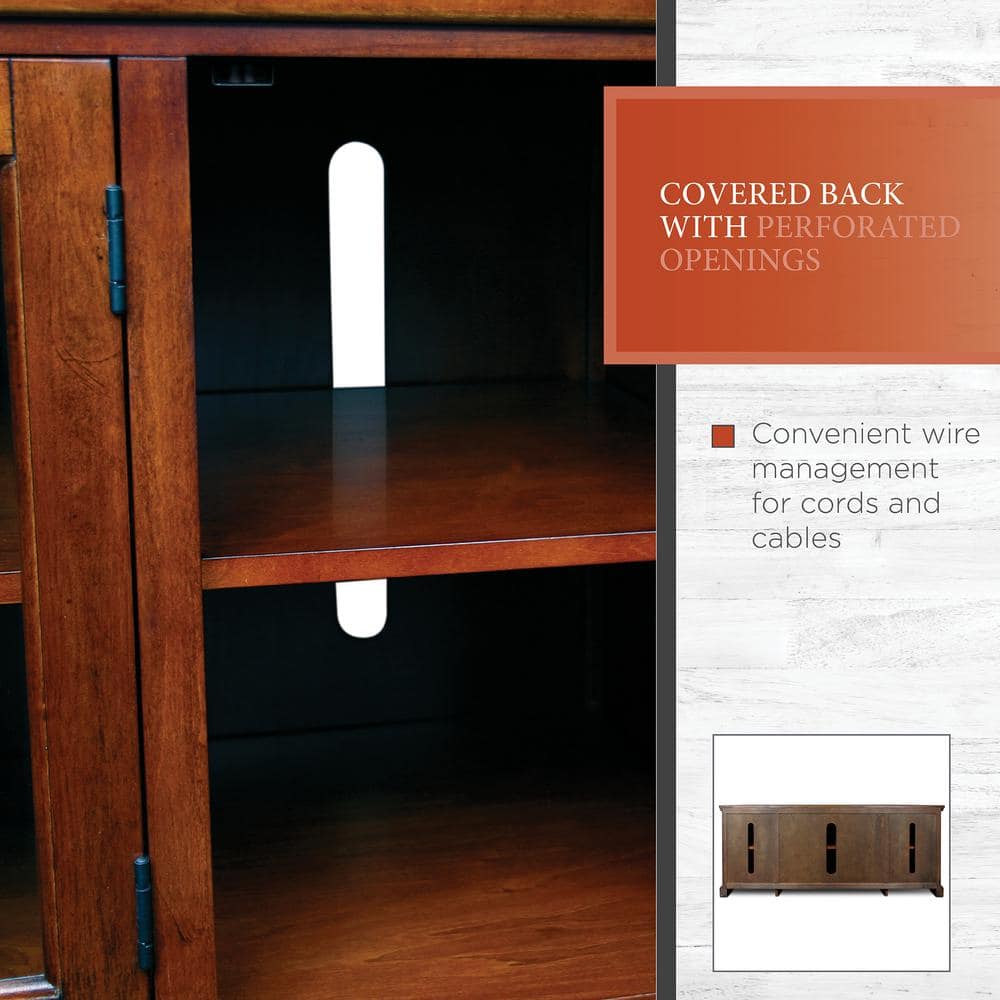 Westwood Cherry 60-Inch Hardwood TV Stand with Cabinets