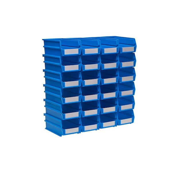 AERCANA Stackable storage bins Wall Mounted Hanging Bins Parts Storage  Organizer Garage Storage Bins for hardware(Blue,pack of 9)