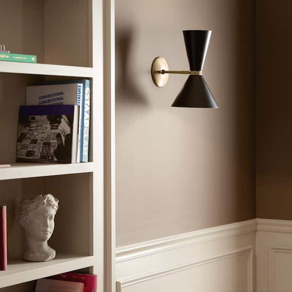 KICHLER Phix 13.5 in. 2-Light Champagne Bronze with Black Living Room Wall Sconce Light