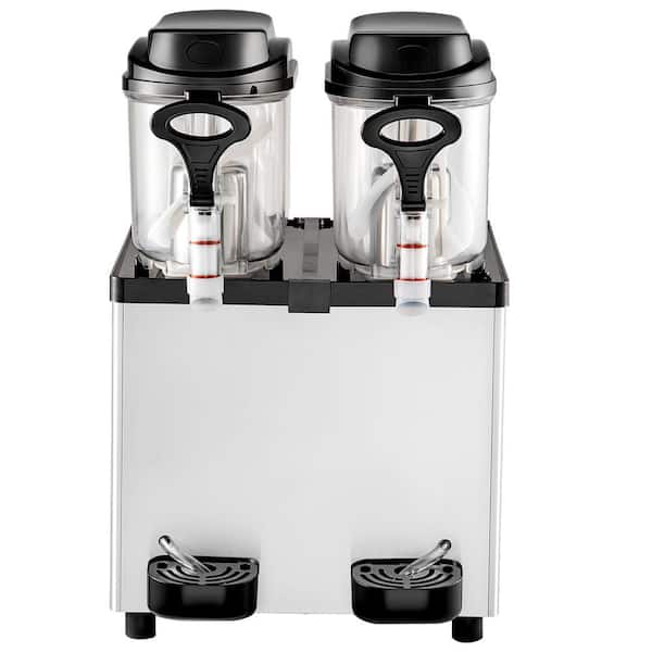 Commercial Slushy Machine 406 oz. in Silver Snow Cone Machine 6 L x 2 Tanks 700W 110V, Stainless Steel Frozen Drink Make