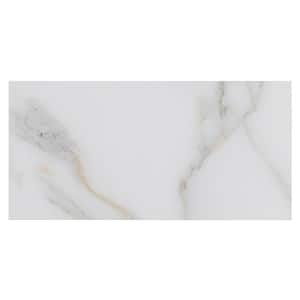 Tuscan Design Styles Calacatta Gold Subway 4 in. x 8 in. Marble Look Glass Wall Tile (4.44 sq. ft./Case)