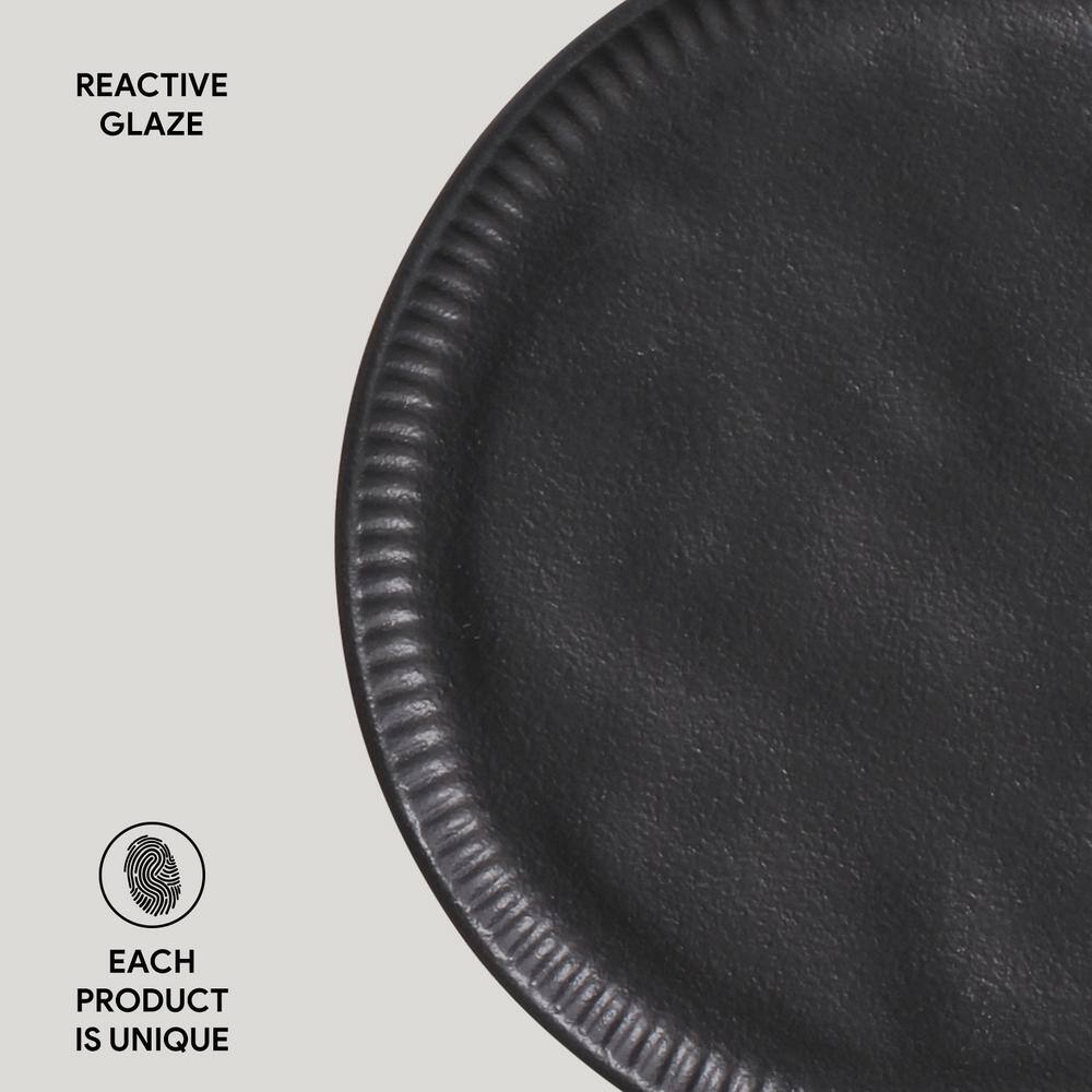 Matte Black Handcrafted Porcelain Round Dessert Plate