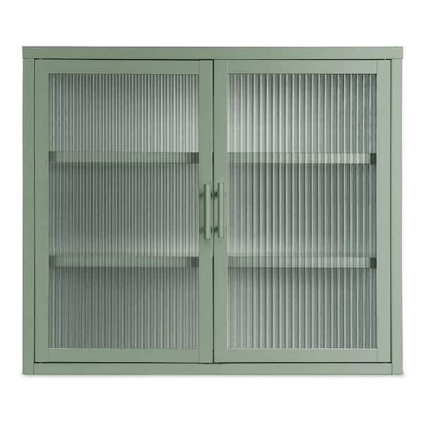 Unbranded Retro Style 27.6 in. W x 9.1 in. D x 23.6 in. H Bathroom Storage Wall Cabinet with Detachable Shelves in Mint Green