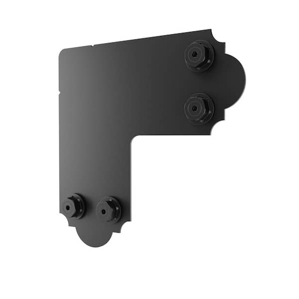 OWT Ornamental Wood Ties OWT Lite Laredo Sunset 5 in. 12-Gauge Black 90-Degree Galvanized Steel Flush Outside Wood Connector Plate, Hex Cap Nuts