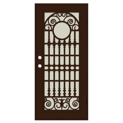 Spaniard 30 in. x 80 in. Left Hand/Outswing Copper Aluminum Security Door with Beige Perforated Metal Screen