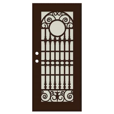 Spaniard 32 in. x 80 in. Left Hand/Outswing Copper Aluminum Security Door with Beige Perforated Metal Screen