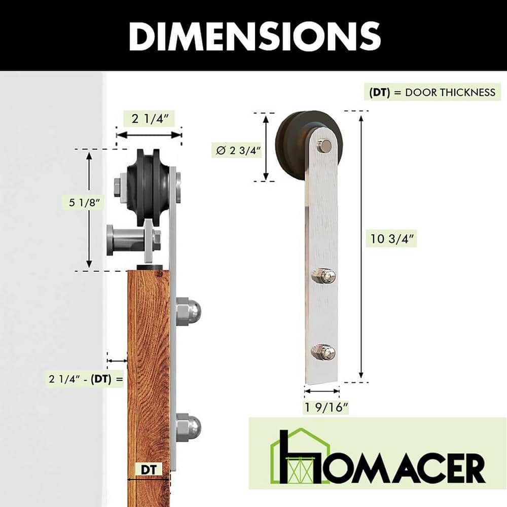 Brushed Nickel 4ft Sliding Barn Door Hardware Kit for Double Doors