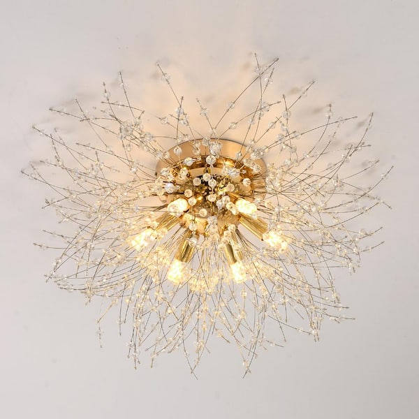 PUDO Modern Crystal 6-Light Golden Chandelier