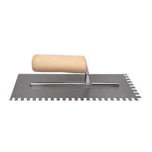 1/4 in. x 3/8 in. x 1/4 in. Traditional Carbon Steel SquareNotch Flooring Trowel with Wood Handle