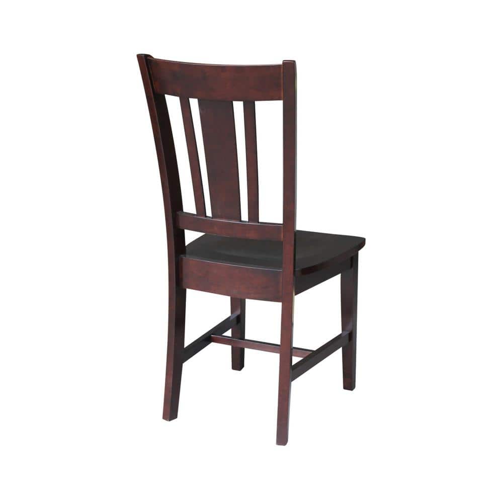 San Remo High Slat Back Solid Parawood Side Chair in Rich Mocha