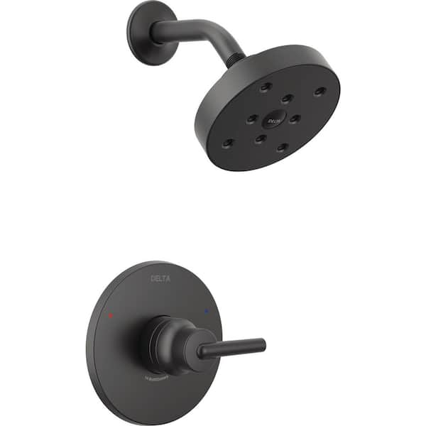 Trinsic 1-Handle Wall Mount Shower Faucet Trim Kit in Matte Black with H2Okinetic (Valve Not Included)