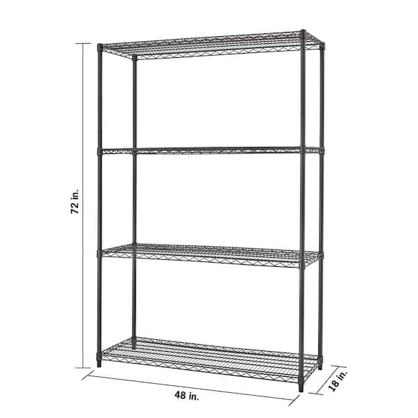 TRINITY 4-Tier Wire Shelving Rack, 48” x 18” x 72”, NSF, Includes