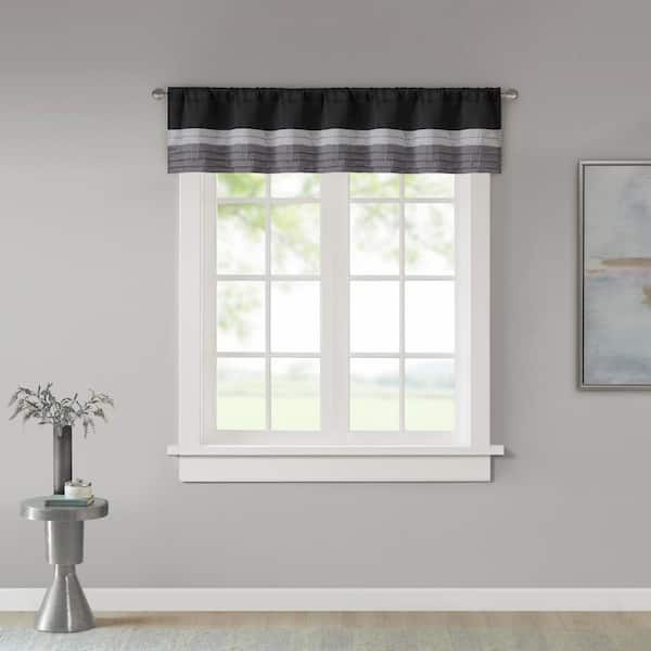 Madison Park Eastridge 18 in. L x 50 in. W. in Black Polyester Light Filtering Valance