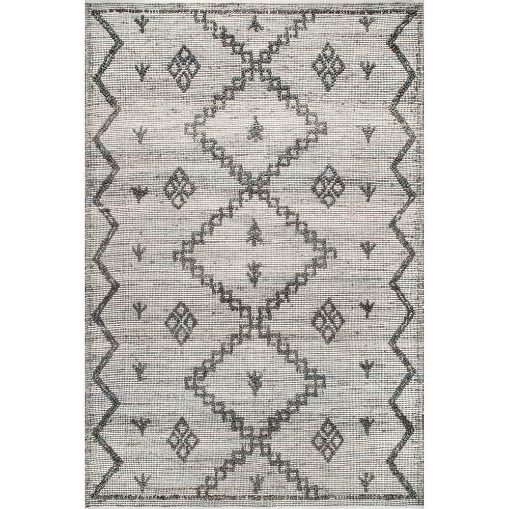 nuLOOM Moroccan Julianne Jute Light Gray 4 ft. x 6 ft. Indoor Area Rug ...