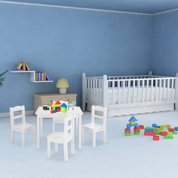 Winado Kids Wooden Table and Chairs,5 Pieces Set 4 Chairs and 1 Table