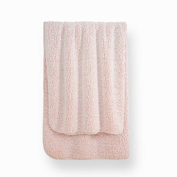 Freshmint Frosted Cozy Sherpa 60 in. x 50 in. Soft Pink Throw